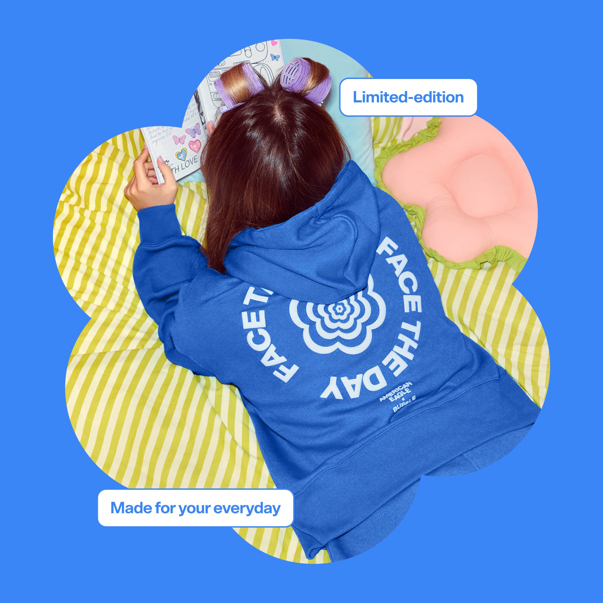 AE x Bubble Fleece Hoodie	- Blue